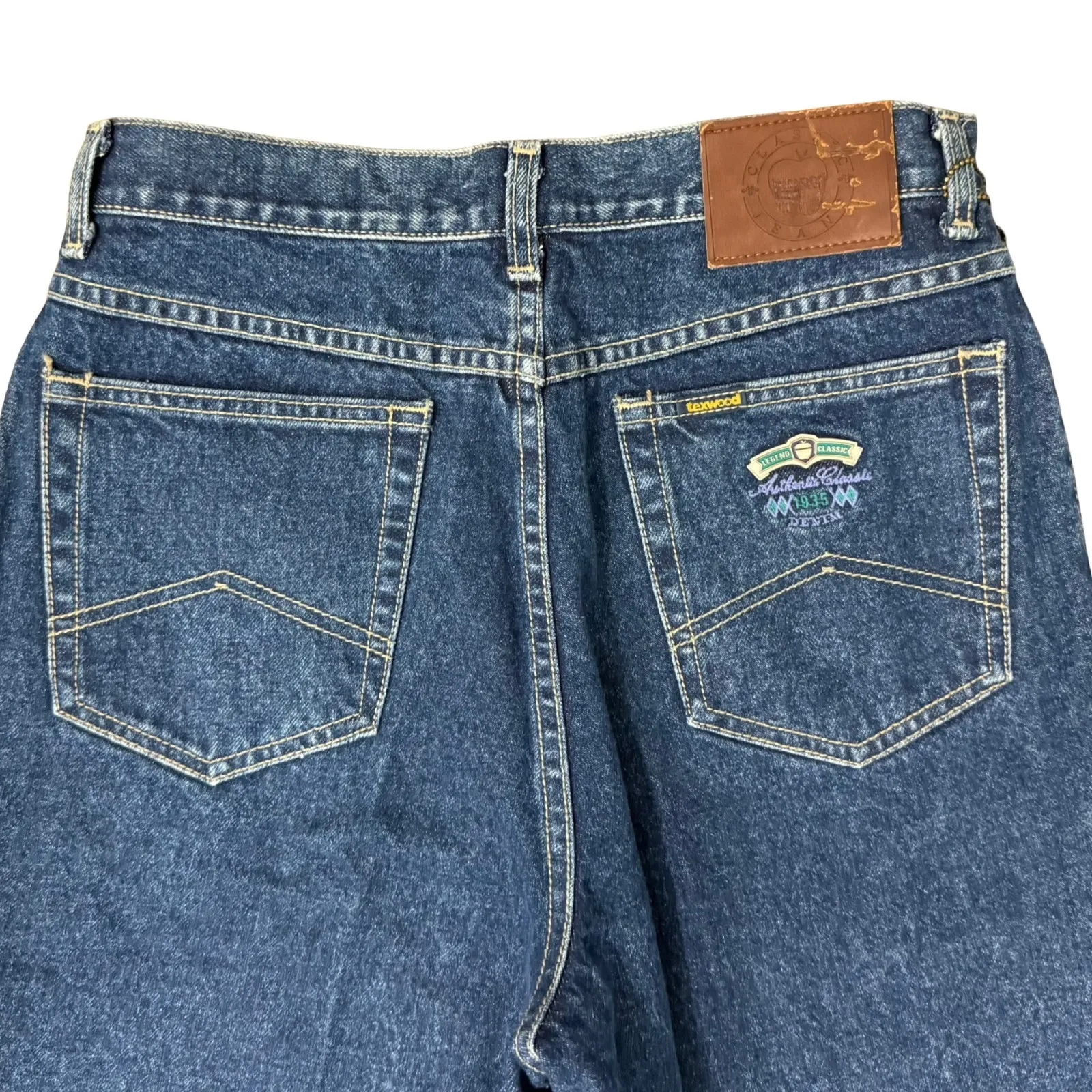 Vintage 90s Texwood Dark Wash Blue High Rise Mom Jeans Tapered Leg Size 32 - Image 12