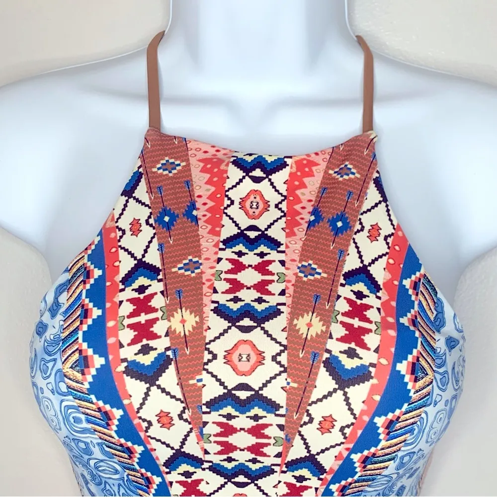 Altar’d State One Piece Maya Lace Up Back Boho Swim Suit Size Small - Image 6