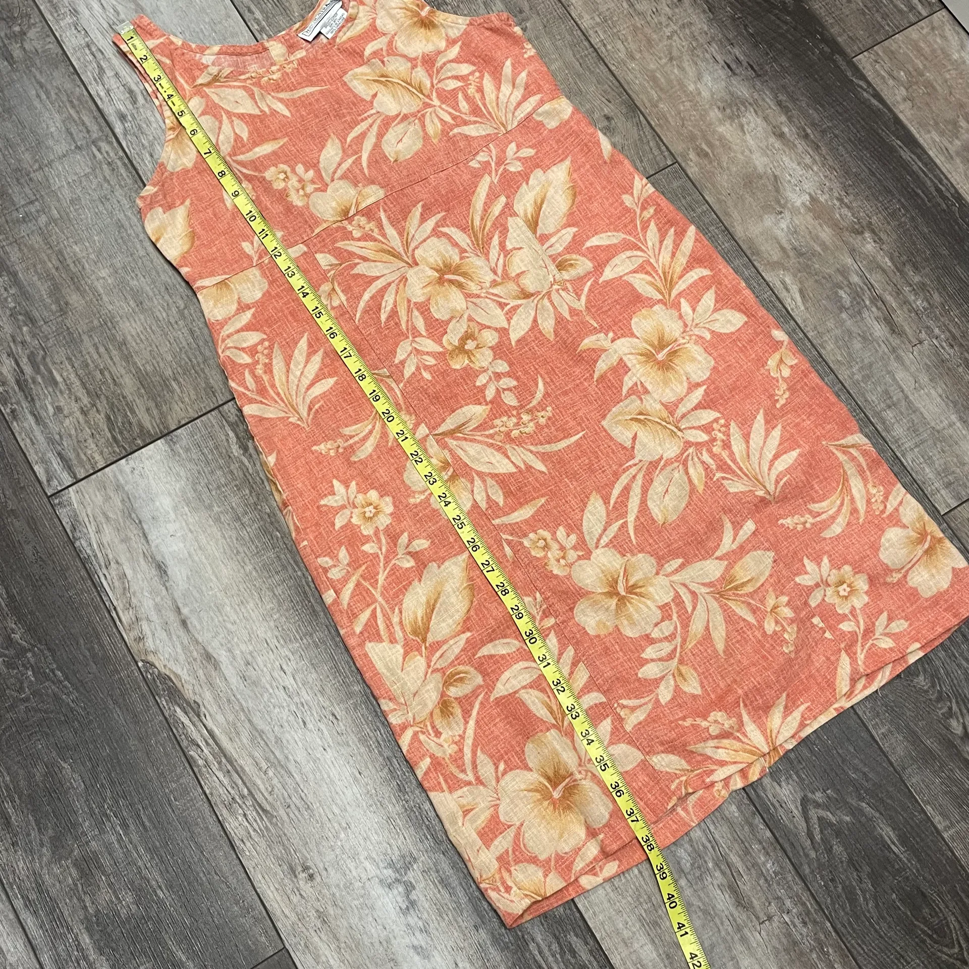 Jessica Howard Linen Pink and Cream Tropical Floral Dress Size Small - Image 10