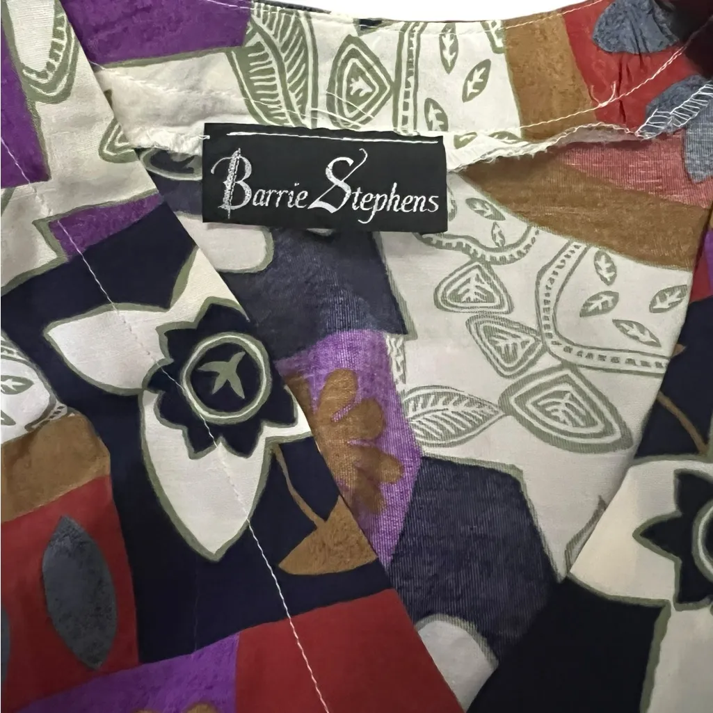 Artistic Patterned Button Down Shirt 1980’s Purple Size M - Image 2