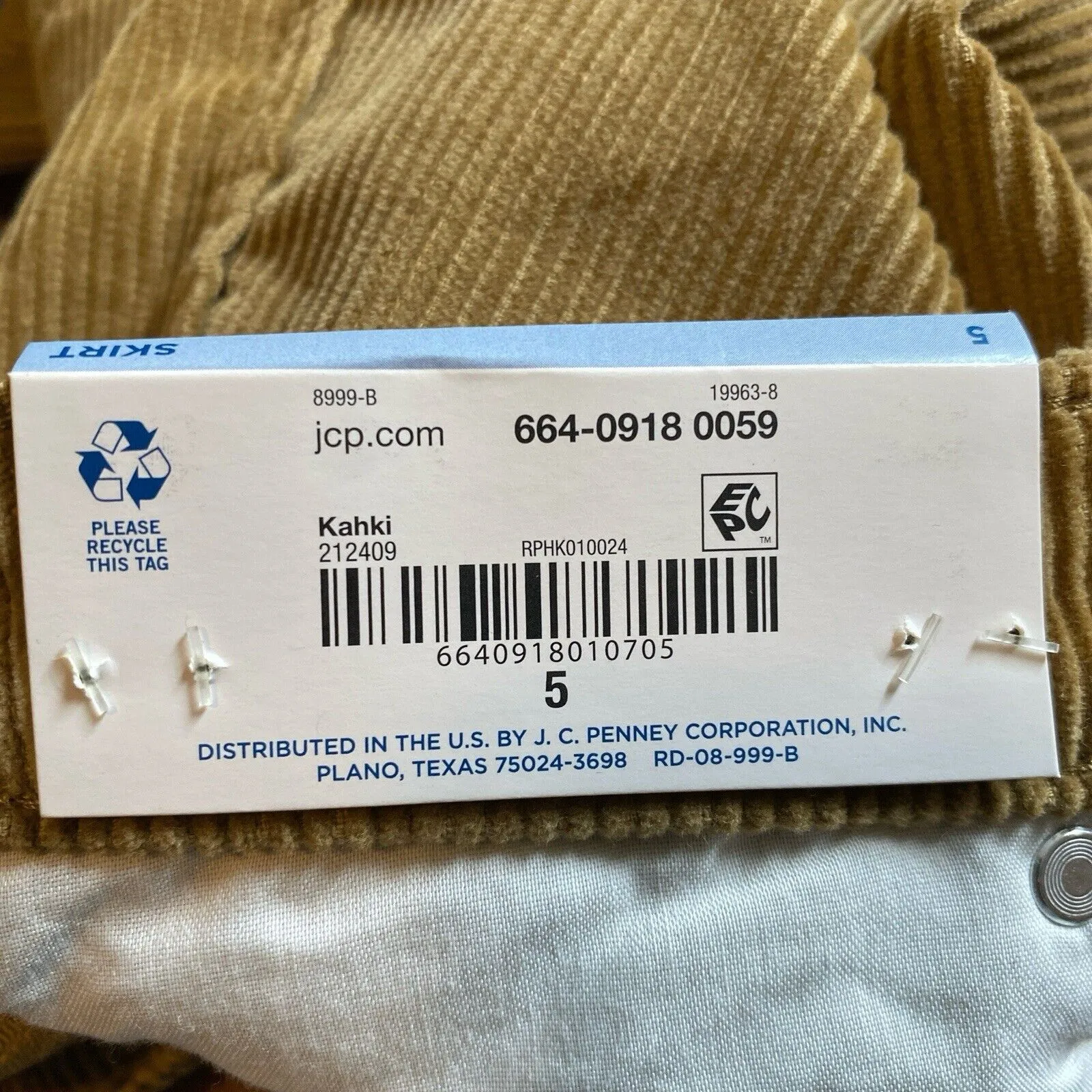 Arizona Corduroy Skirt Womens Juniors 5 Tan Button Up Mini Cotton Pockets - Image 6