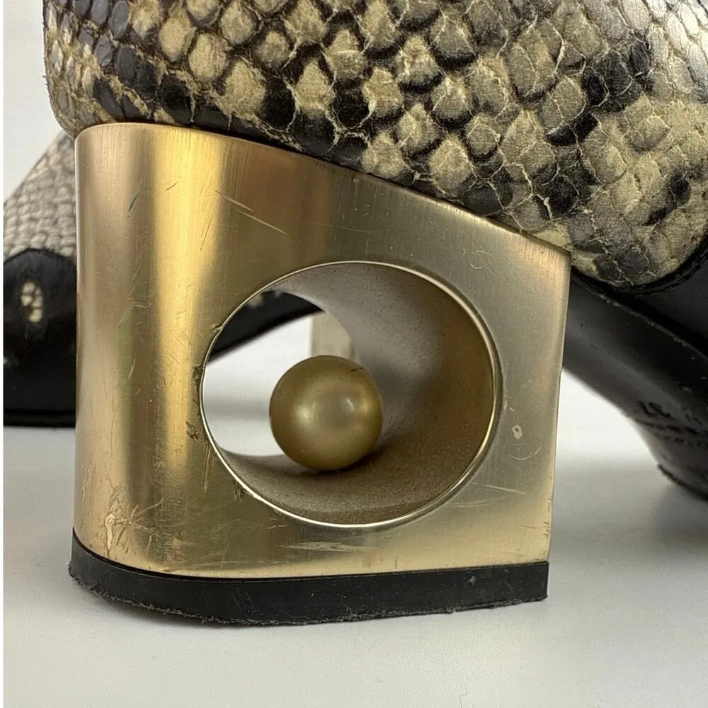 Coliac Calvin Black White Leather Snakeskin Pointed Toe Ankle Boots Sz 37 US 6.5 - Image 8