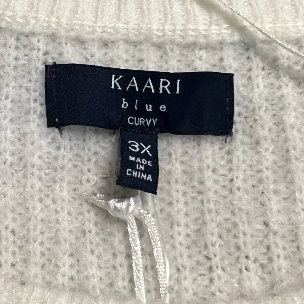 KAARI blue 3X women’s curvy ruffle hem long sleeve ivory sweater soft plus NWT - Image 8