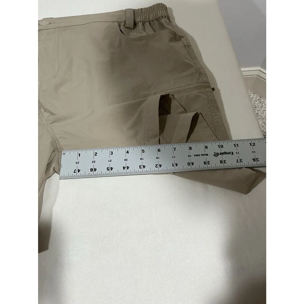 Woman’s Willit Xxl Tan Elastic Waist Zip Pockets Midi Cargo Shorts Brown - Image 8