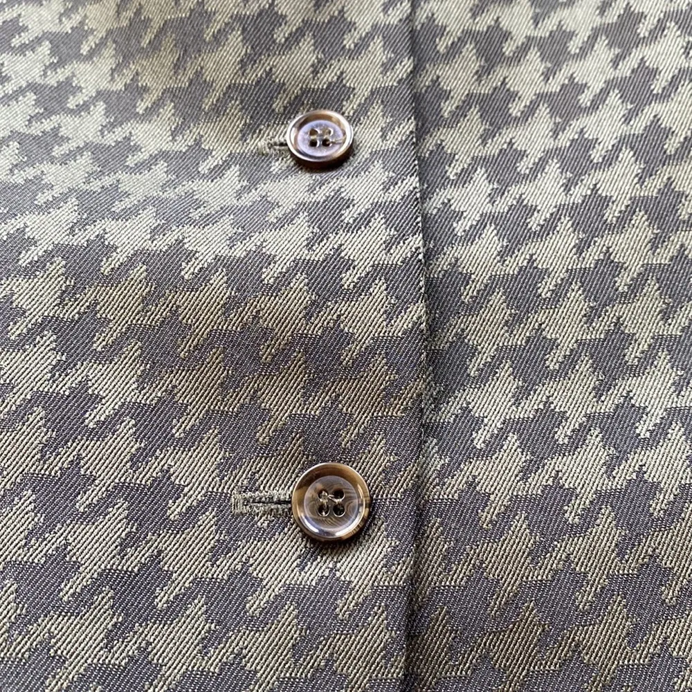 Vintage Danny & Nicole NY olive green houndstooth dress vest, size 10 tall - Image 4