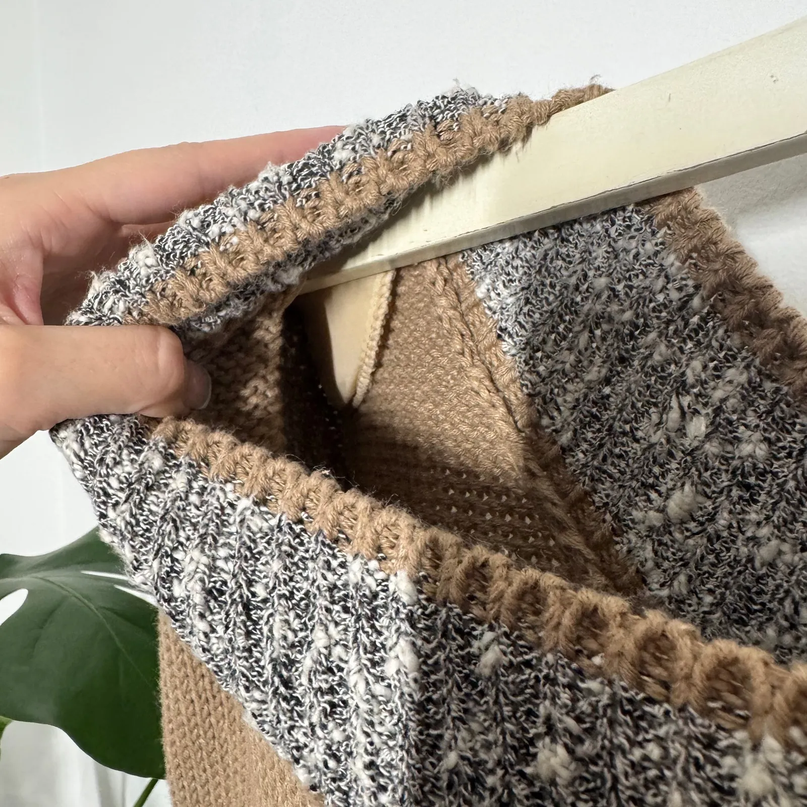 Counterparts Sweater Women S Tan 80s Shoulder Pads Fall Career Officecore Ramie - Image 5