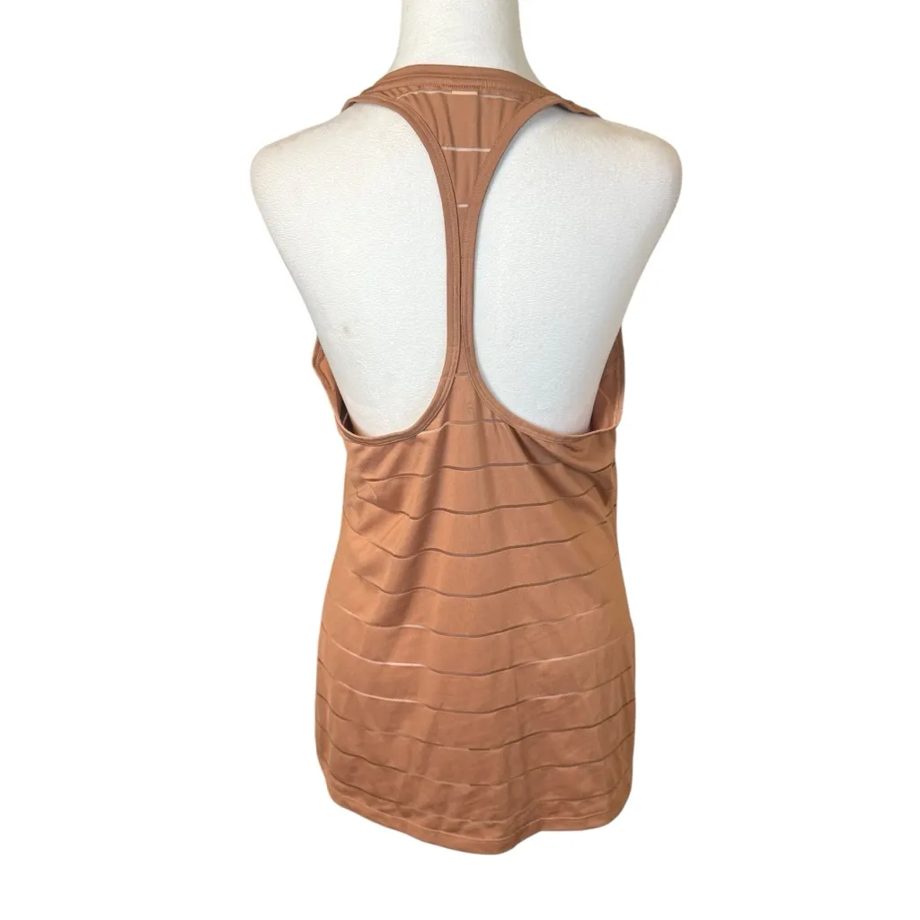 ATHLETA Stripe Mesh Tan Chi Tank Top Size Medium Workout Fitness Gym Athletic - Image 3