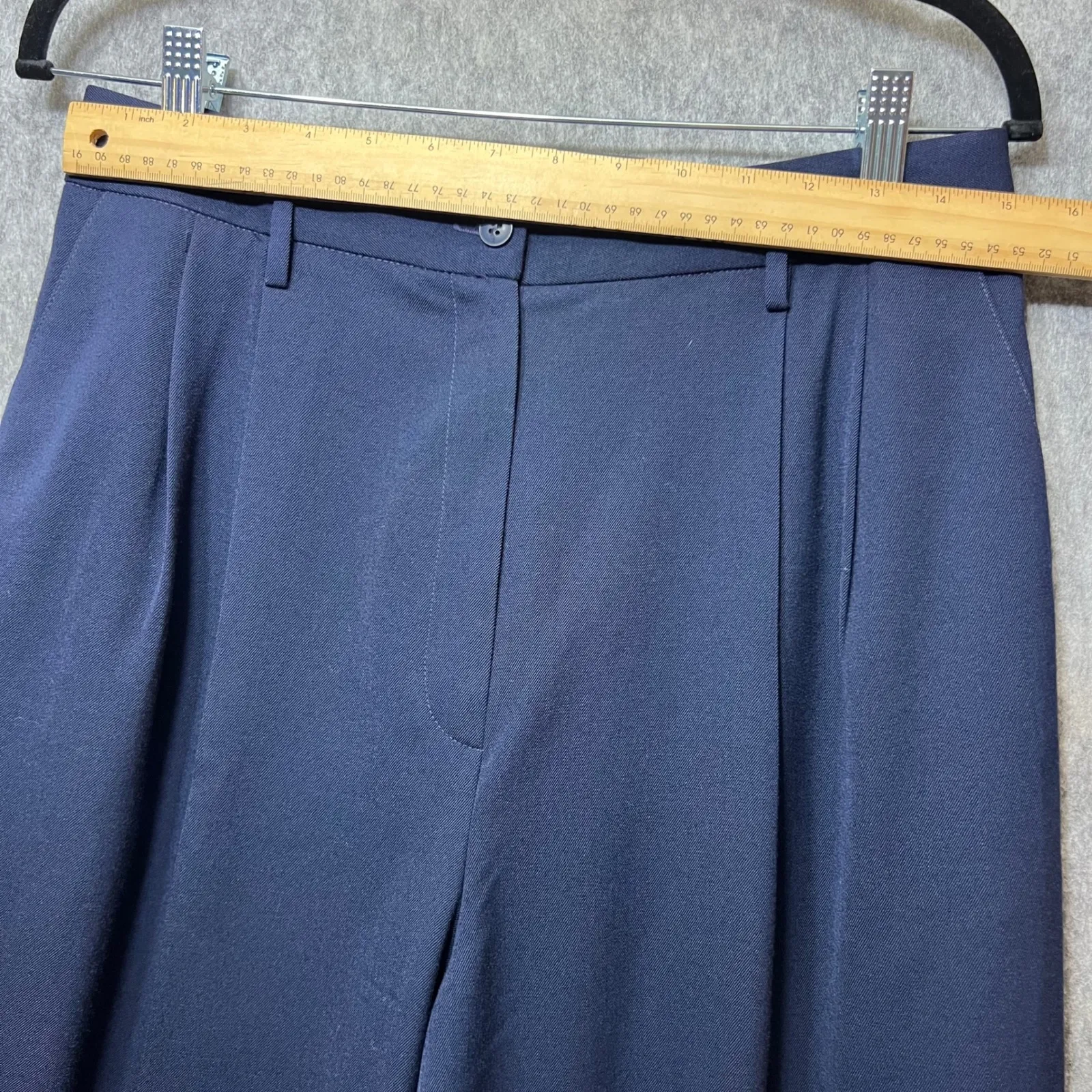 Vintage Jason‎ Prescott Wool Pleated Trousers Dress Pants Career Blue Size 14 - Image 2