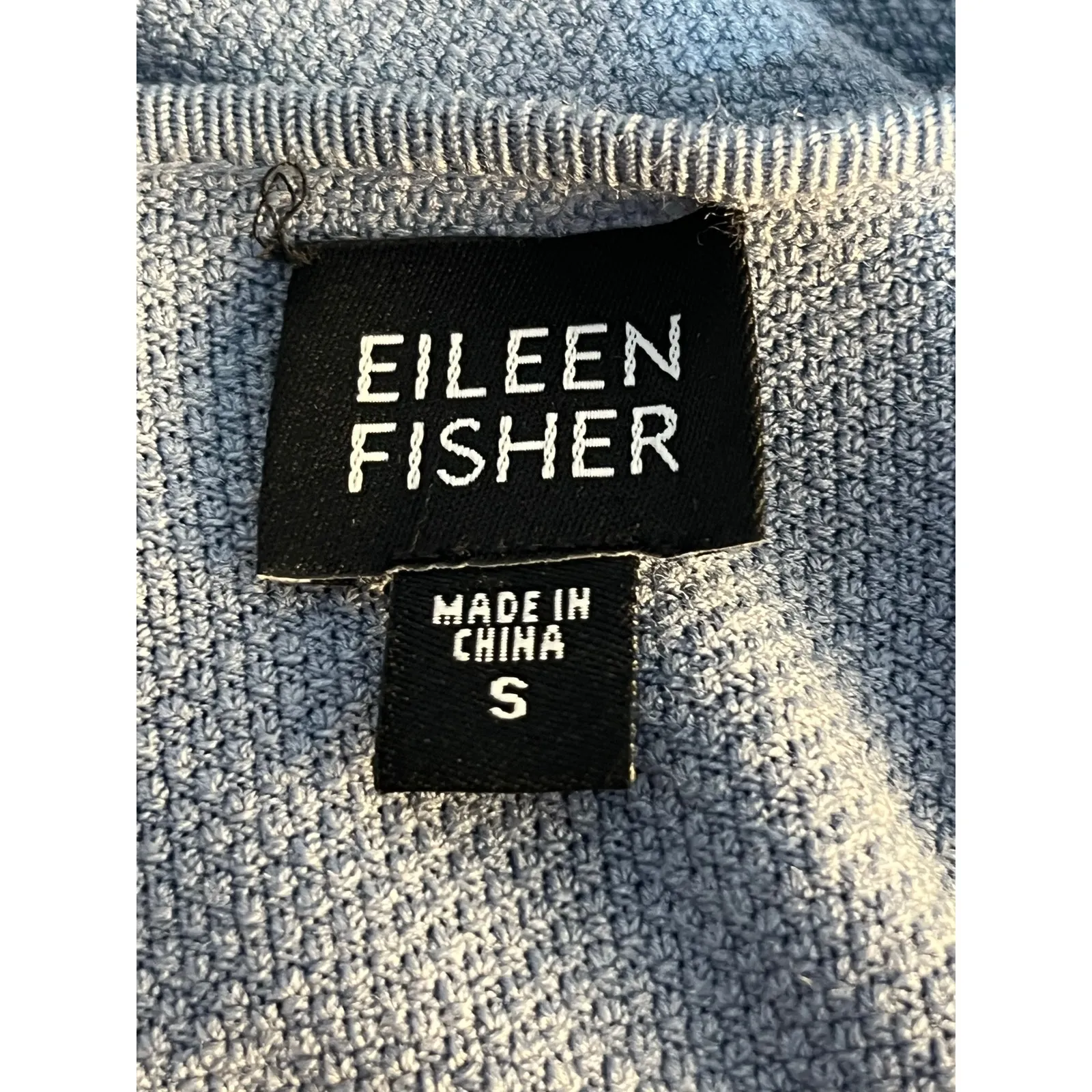 Eileen Fisher Cardigan Sweater Small Blue Silk Blend Preppy Minimalist Office - Image 6