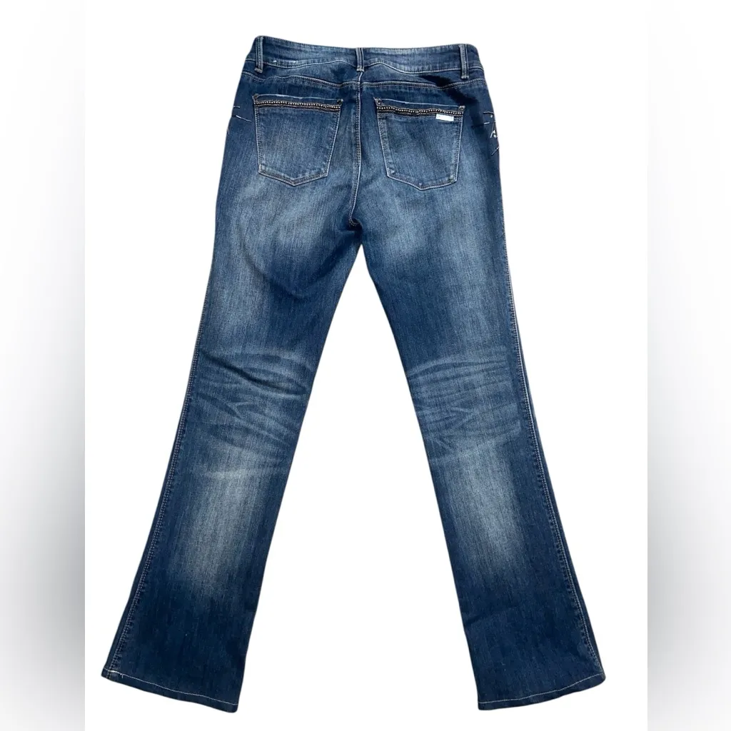 White House Black Market Bootcut Jeans Blue Embellished Women's Size 4 - Image 3