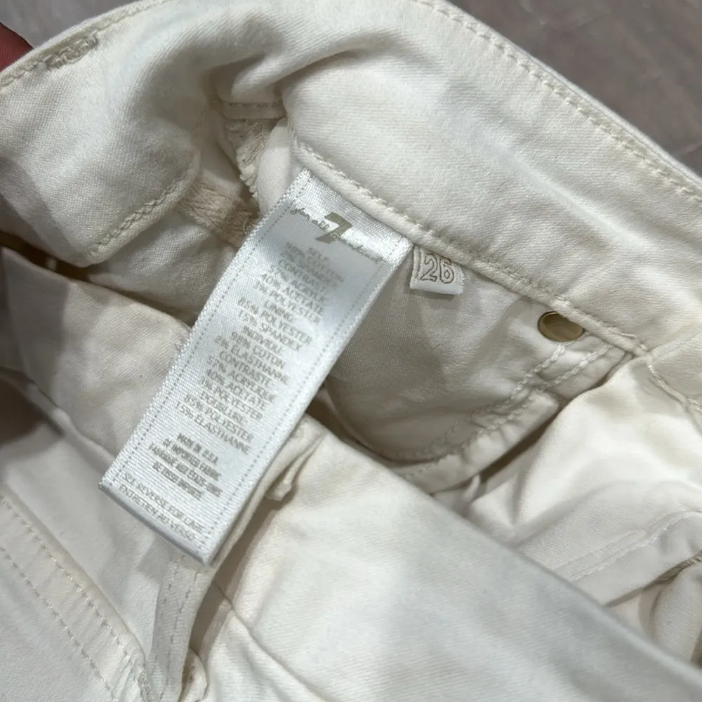 Seven 7 for all Mankind Women's Ivory Malhia Kent Design Stretch Denim Sz 26 - Image 4