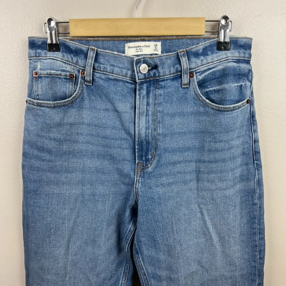 Abercrombie Mom High Rise Jeans Size 6/28 Long Tall Medium Wash Blue Denim - Image 4