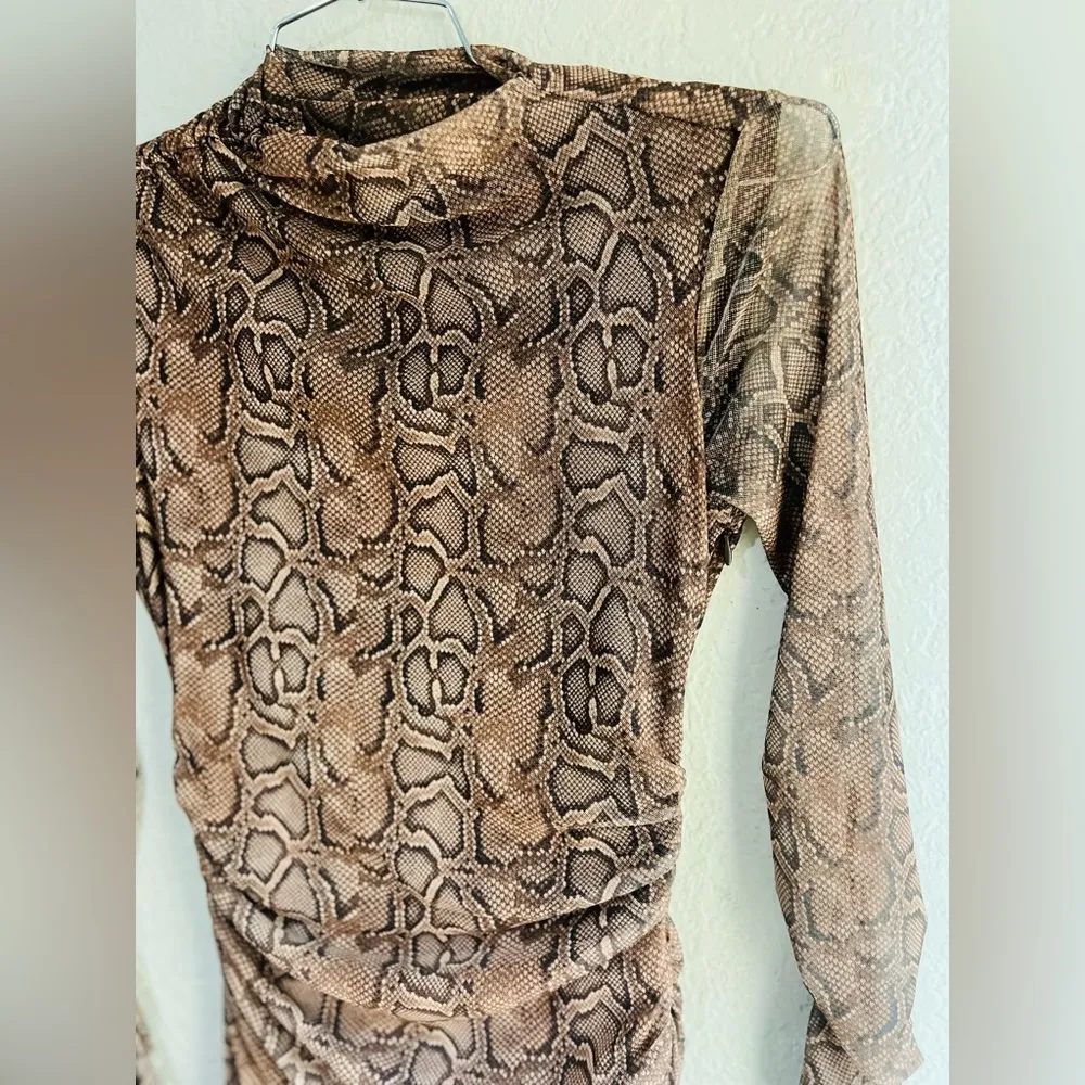 Zara Snake print New Draped Tulle Dress snake print size S NWT - Image 2