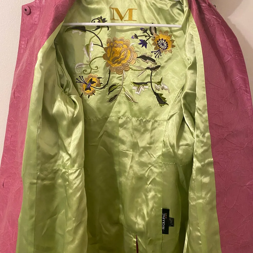 Women’s Mycra Pac One Pink Lime Floral Lined Packable Raincoat 93163 Size Medium - Image 3