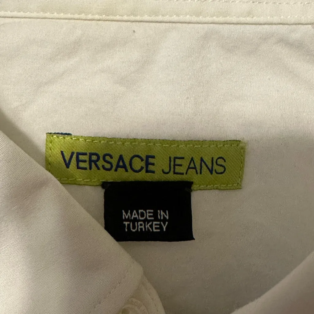 Versace  Jeans‎ Embroidered Logo Button Up Blouse Size Small - Image 6
