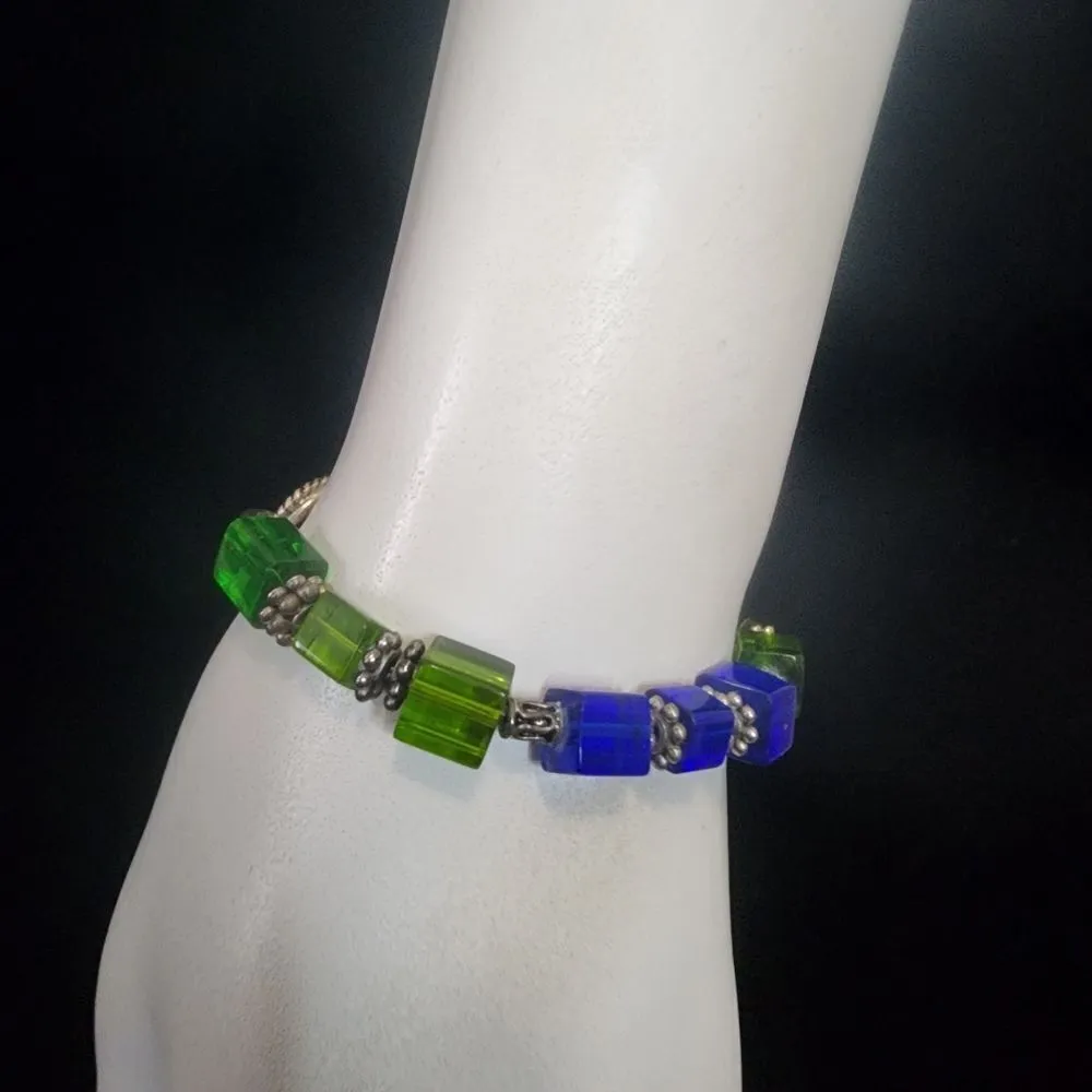 Blue & Green Glass Bracelet Green - Image 2