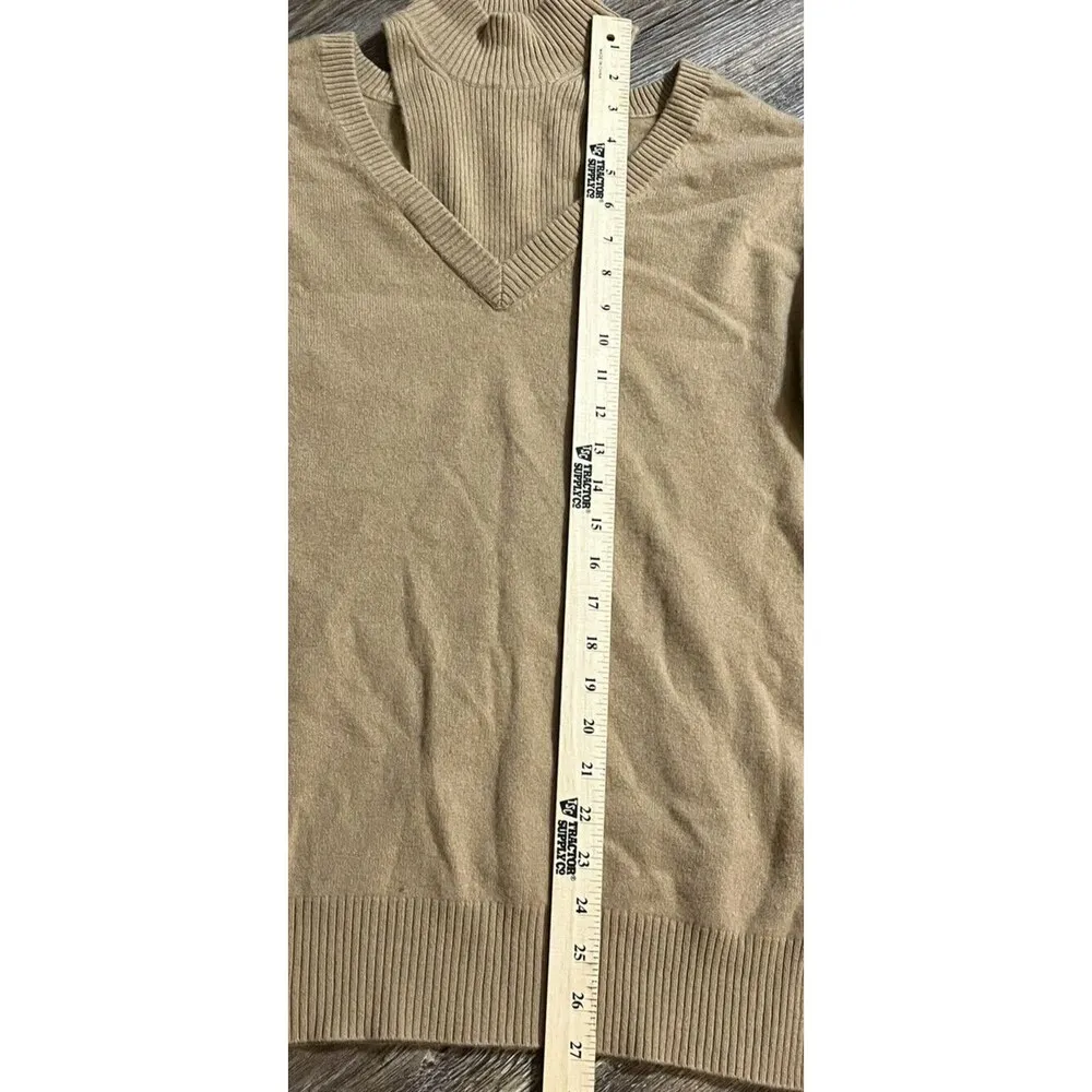 naadam cashmere Mock Cut Turtle Neck Preppy Designer 100% Cashmere Sweater Smal Tan - Image 13