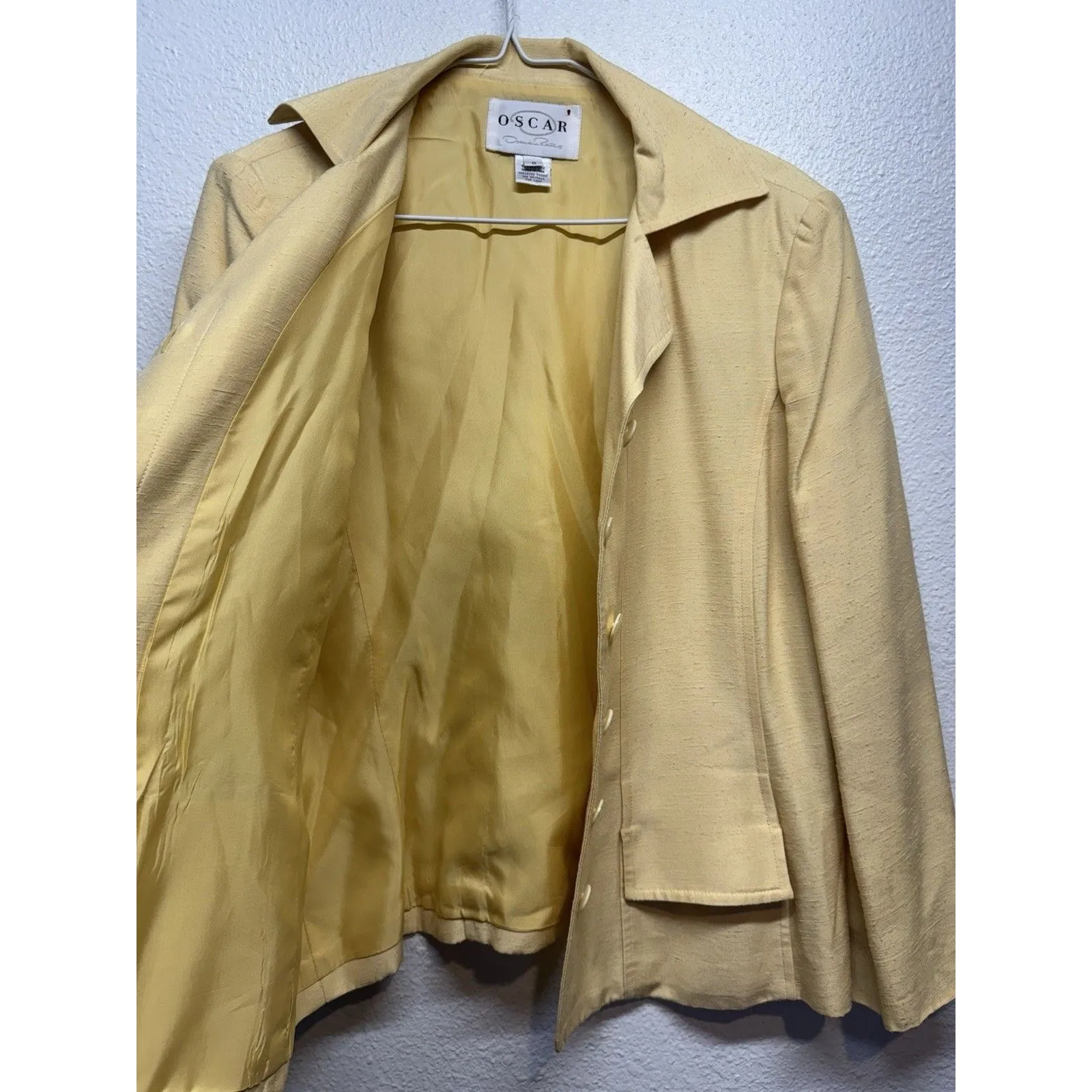 Vintage Oscar De La Renta Women's Size 8 Button Up Yellow Blazer Jacket Lined - Image 12