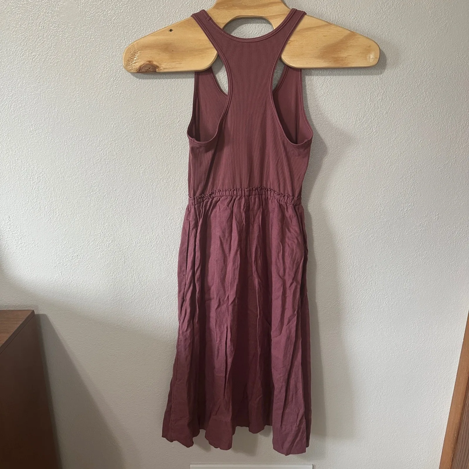 Athleta Baja Linen Midi Dress Sleeveless Casual Travel Pockets Mauve Size Medium - Image 4