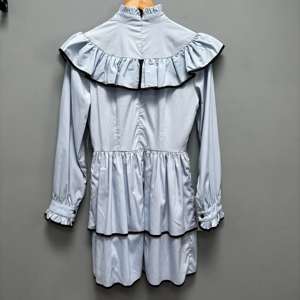 Sister Jane Rye Ruffle Long Sleeve Mini Dress in Pastel Blue XS - Image 7