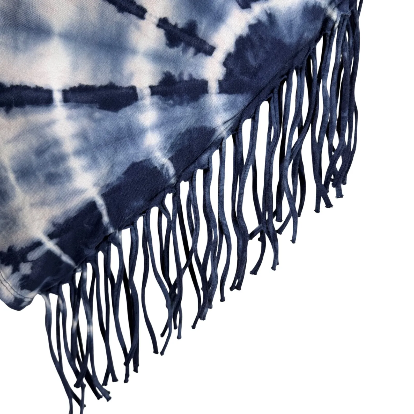 Shyanne Tie-Dye Fringe Tank Top Blue & White Western Boho 100% Cotton Size M - Image 4