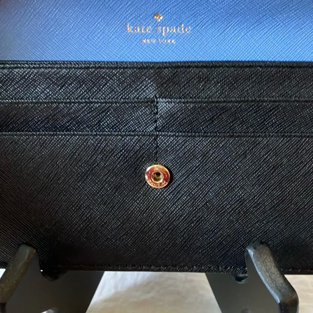 Kate Spade: Blue & Black Wallet - 10 card slots- coin area- Gold tone - Image 10