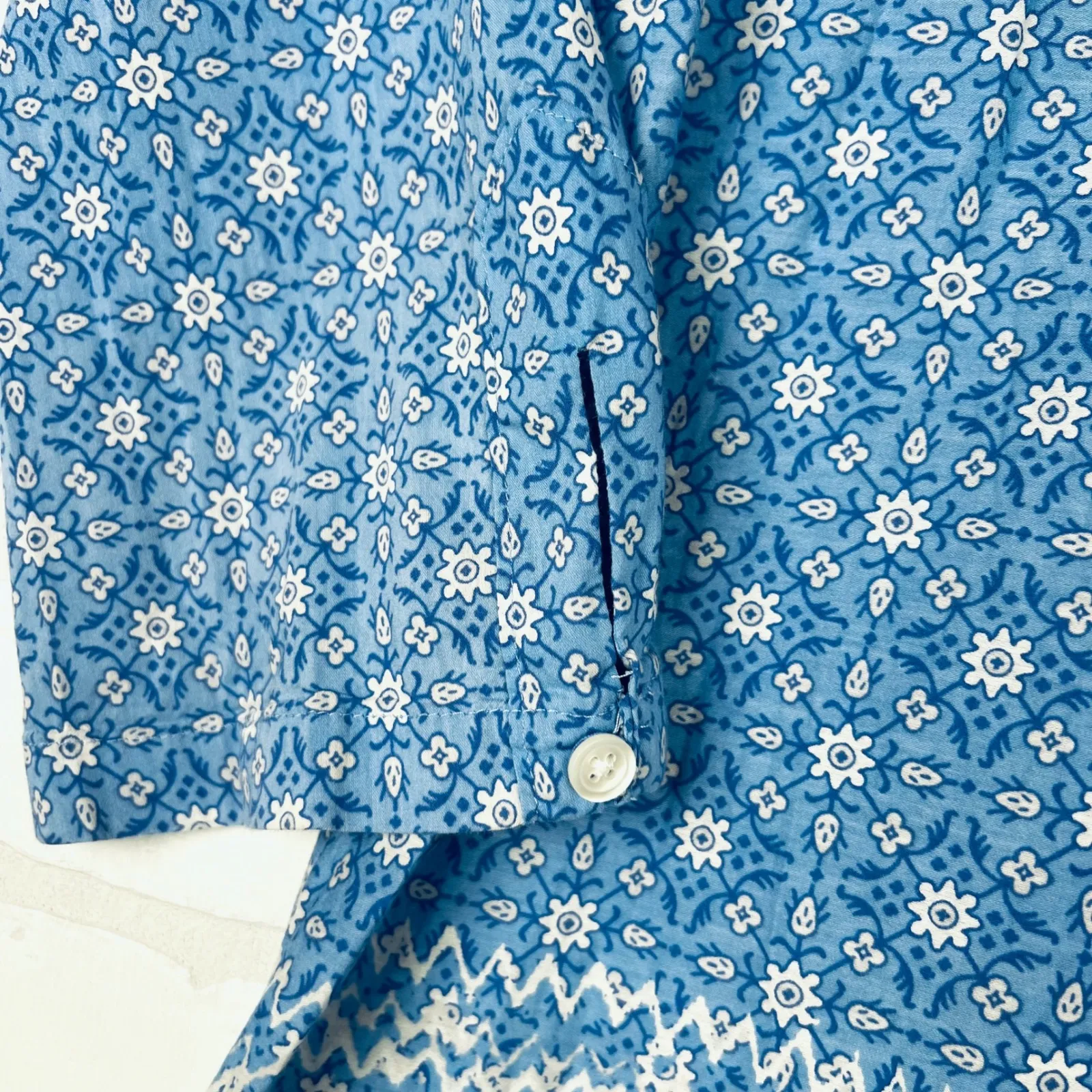 Athleta Blue Print Tunic Top‎ Long Sleeve V Neck Swim Cover Up Womens Medium - Image 6