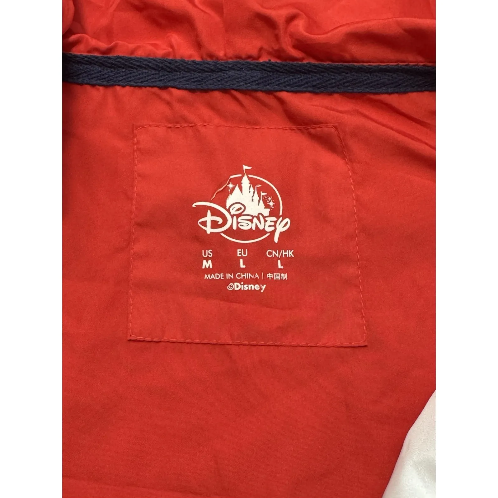 Disney Mickey Mouse Red White Blue Jacket Windbreaker Full Zip‎ Hooded Sz Medium - Image 3