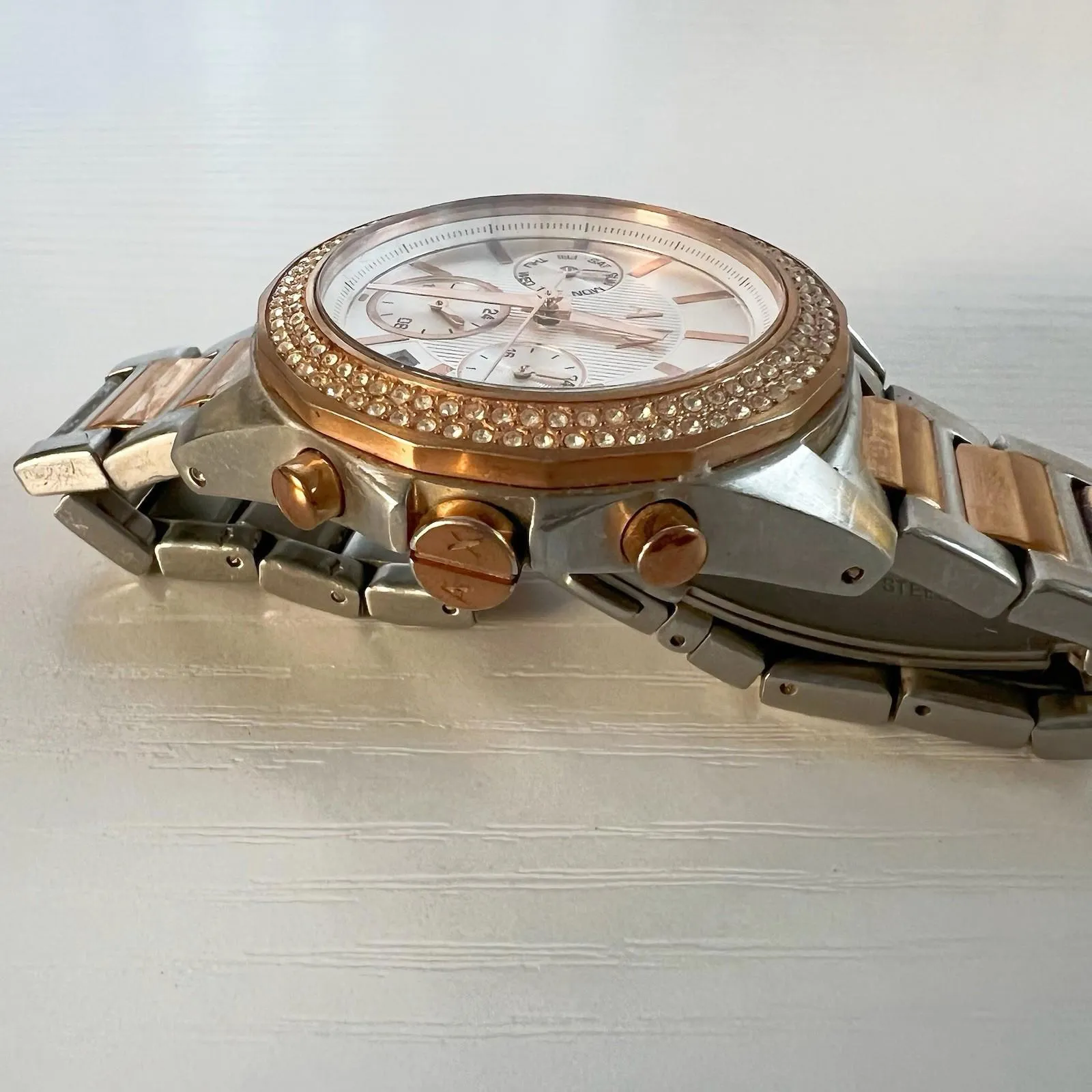 Armani Exchange AX Lady Drexler Rose Gold Chronograph Watch AX5653 St Steel - Image 5