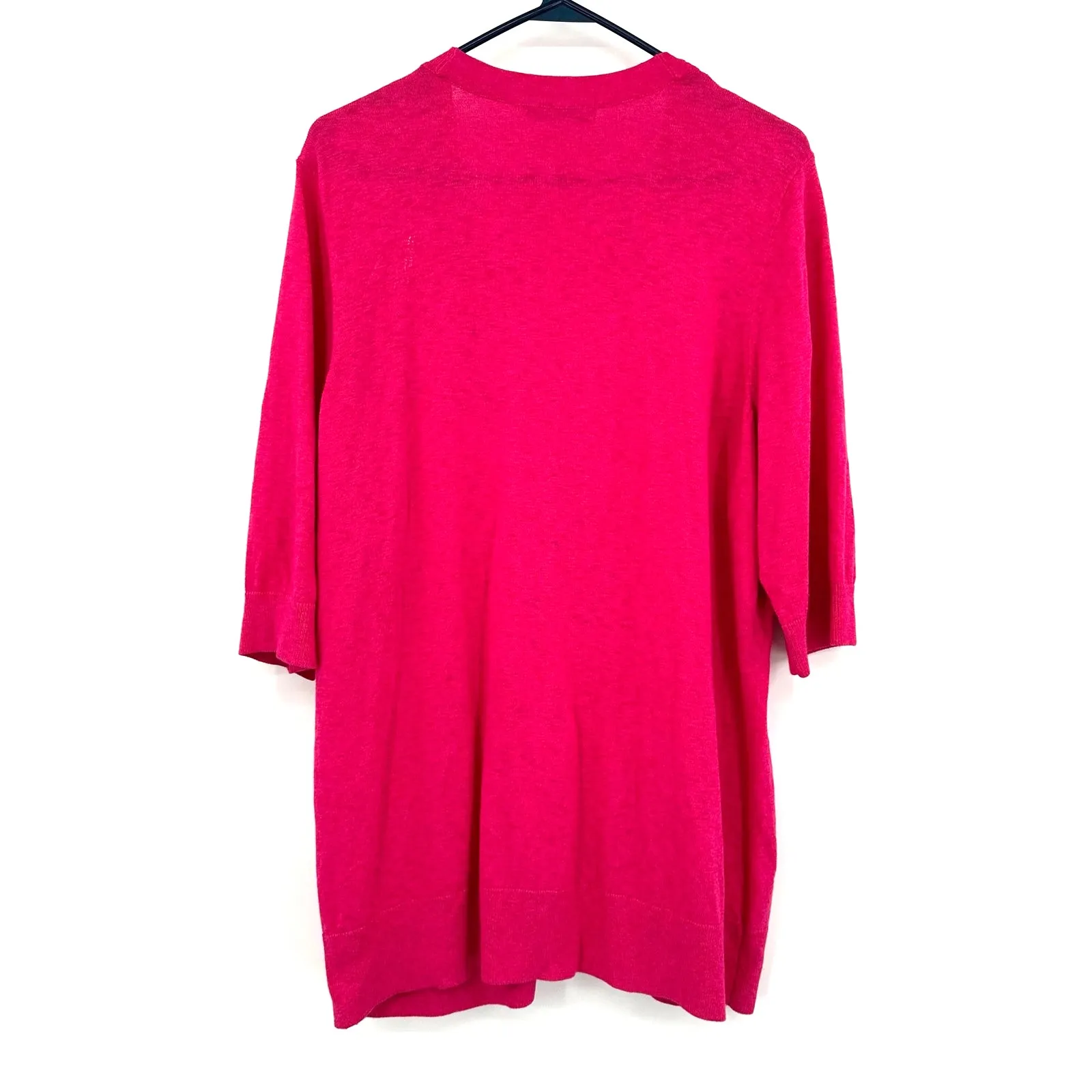 Sejour Size 1X‎ Sweater Red Short Sleeve Button Up Front Pockets Summer Coverup - Image 2