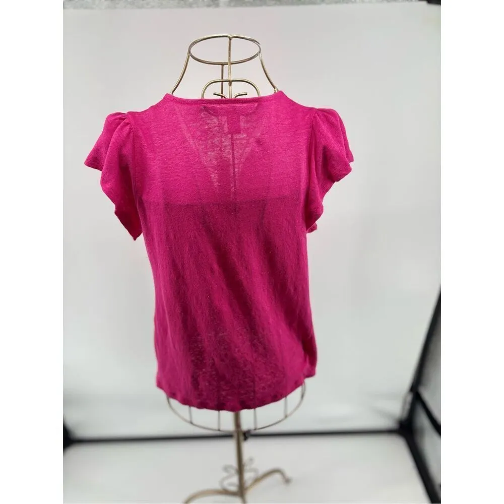 Banana Republic Women’s Short Sleeve Linen Wrap Shirt With Buckle Size Medium - Image 6