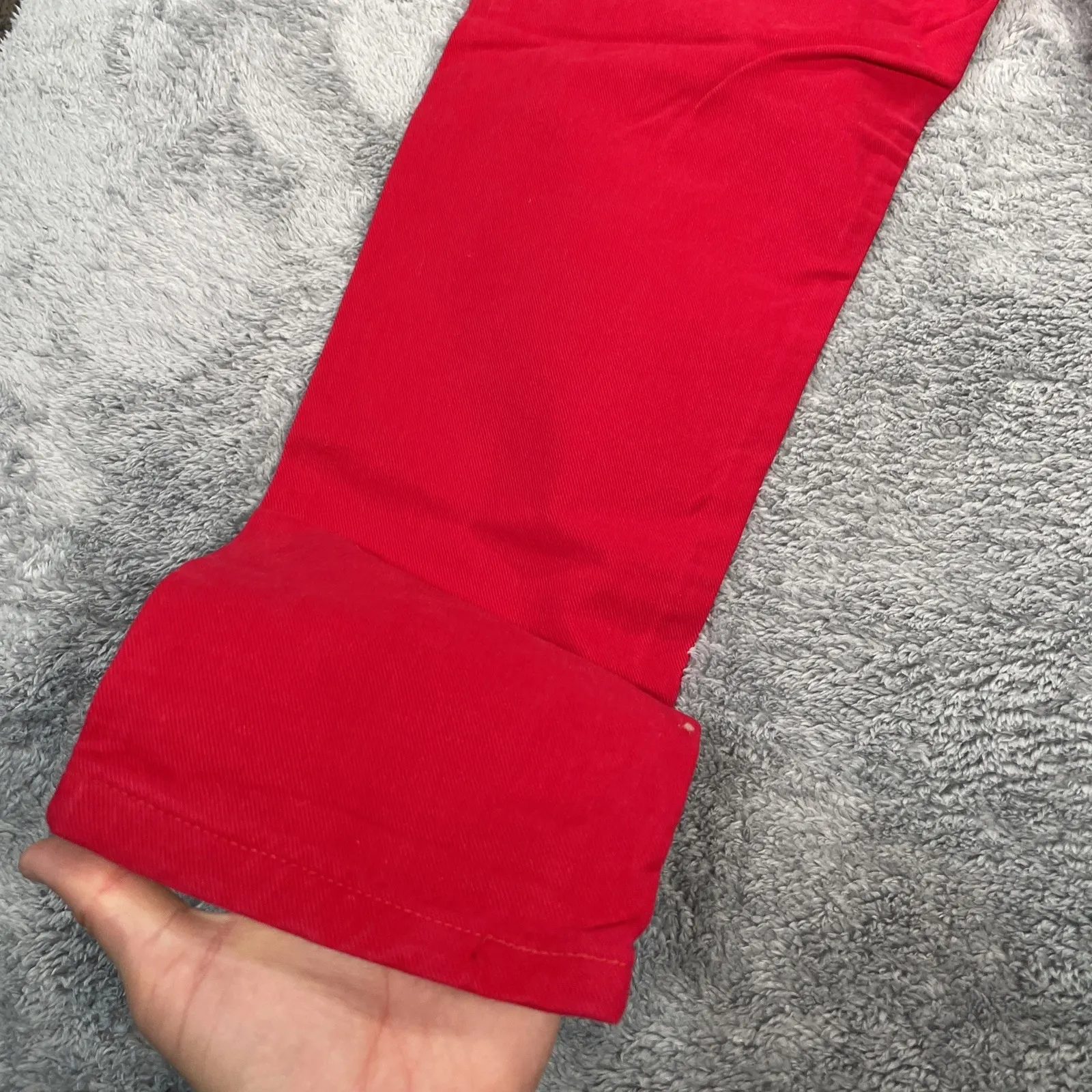 NOS Vintage BonJour Jeans Women's Size 7/8 Red Denim Jeans Button Tapered Leg - Image 12