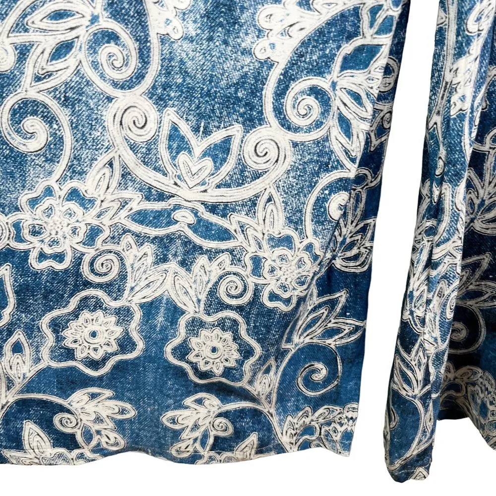 Jaase Jumpsuit Blue White Geometric Print S Bohemian Wide Leg New - Image 10