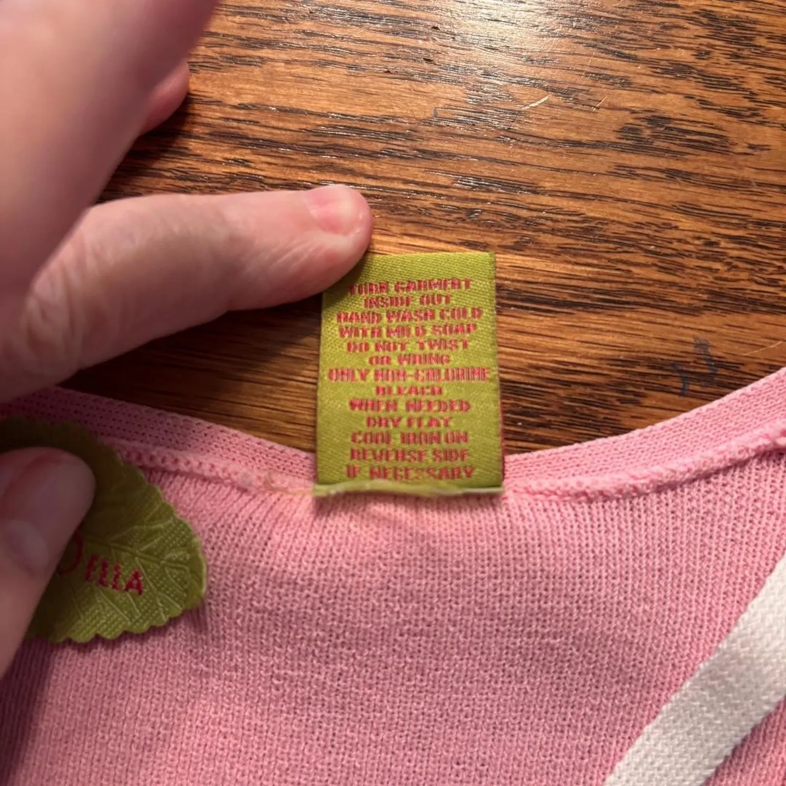 Prima Bella Sweater Pink Women's Size L Square neck 3/4 sleeve Preppy Size L - Image 4