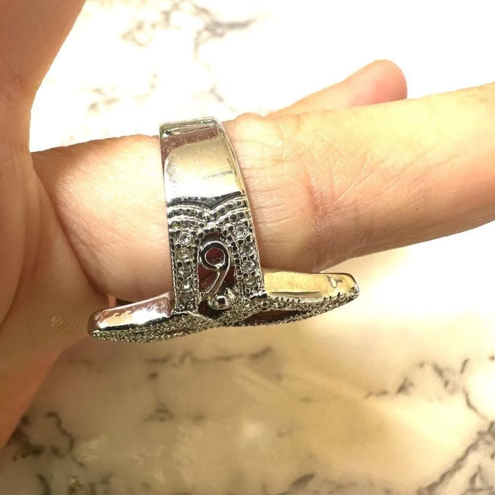 Silver tone butterfly rhinestone ring - Image 4