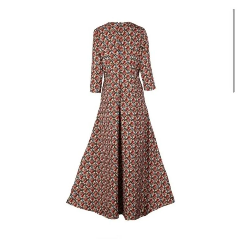 Sassy Jones Jumpsuit Women Medium Orange Geometric Zebediah Cape Dressy Pantsuit - Image 9