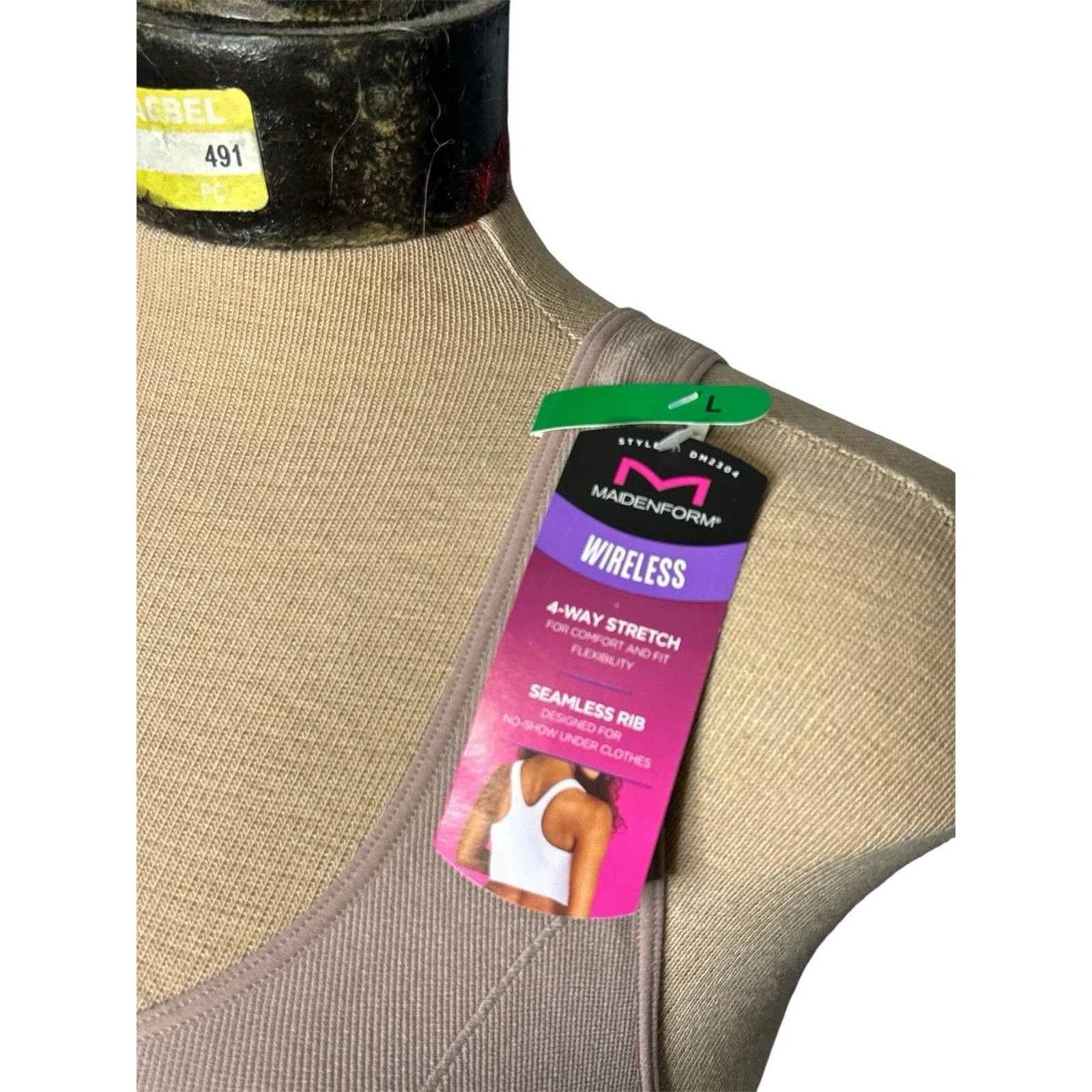 Maidenform‎ Feel Good Seamless Crop Tank Large Iced Mocha DM2304 New Loungewear - Image 3