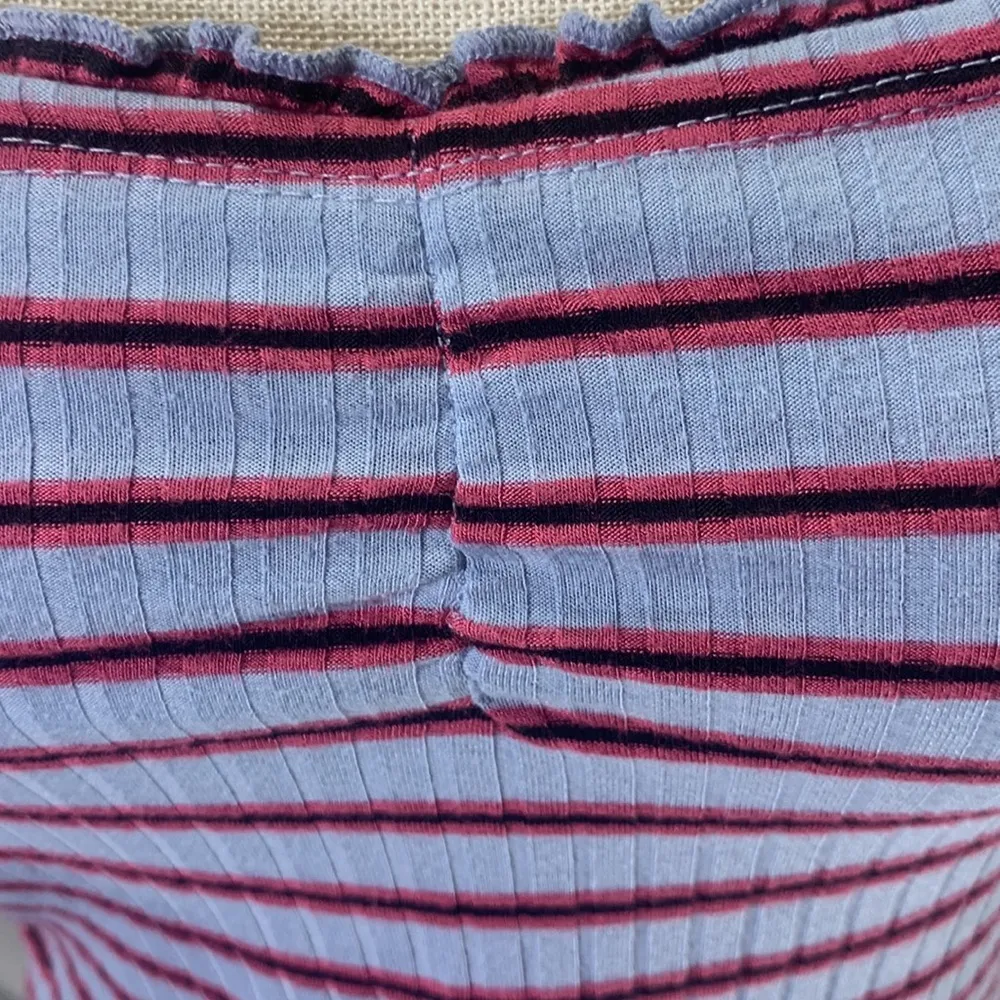 Abercrombie & Fitch Striped Blue Red and Black Ruffled Tube Top Size M - Image 9