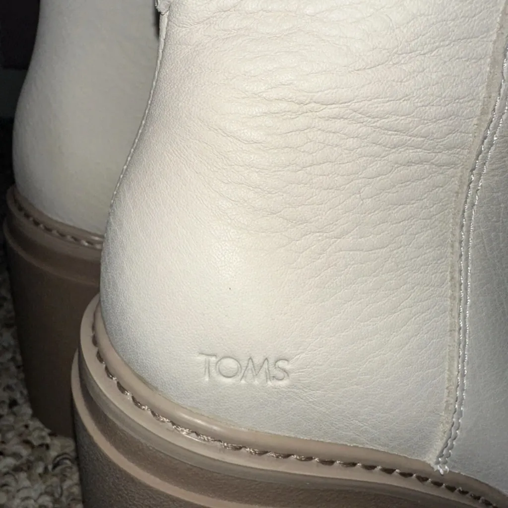 TOMS Rya Lug Sole Women's Size 9.5 Block Heel Platform Booties Light Sand - Image 8