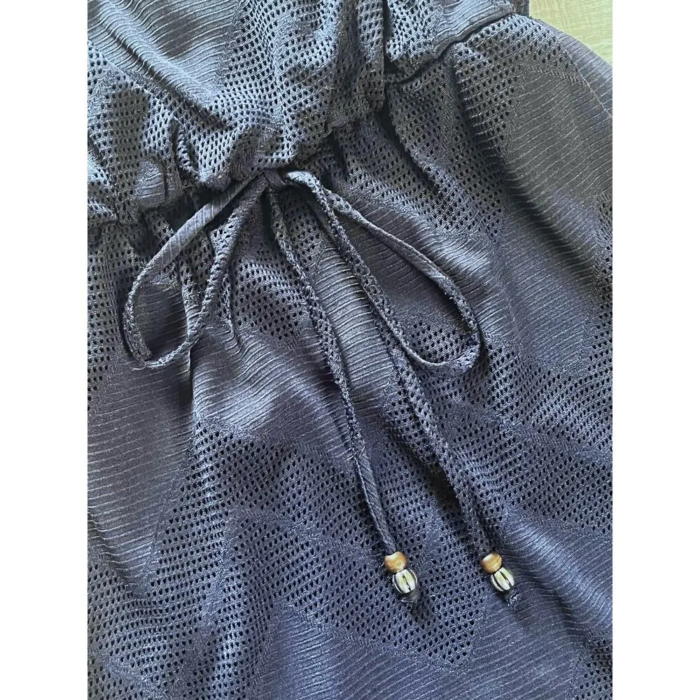 NEW City Triangles Tube Top Mini DRESS Blue Mesh Lined Elastic Waist MED Juniors - Image 4