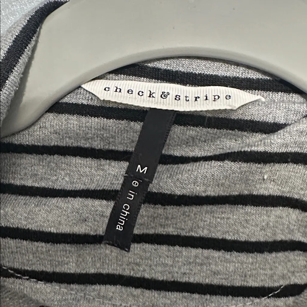 Check & Stripe Gray Black Striped‎ Knit Blazer Jacket Size M - Image 3