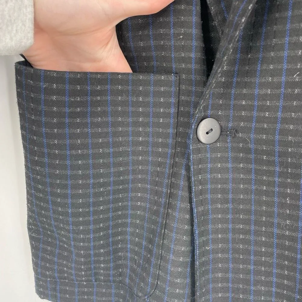 Vintage Autograph Women's‎ Plaid Double Breasted Blazer Jacket Black Blue Medium Blue - Image 5