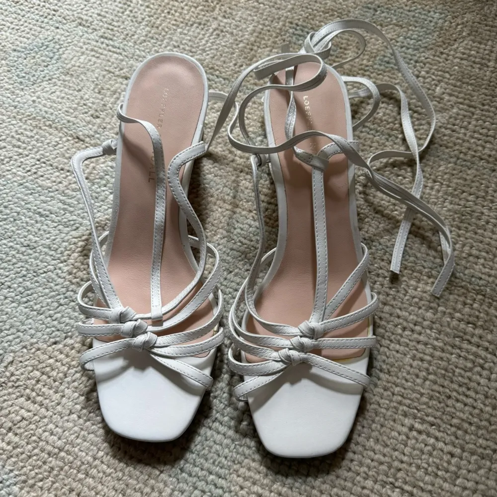LOEFFLER RANDALL Women's Libby Ankle-Wrap White Leather Sandals | 9.5 - Image 3