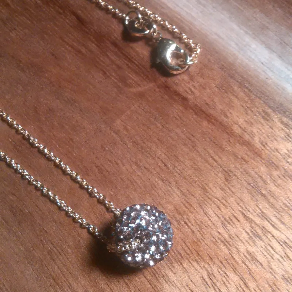 Champagne Color Austrian Crystal Cluster Goldtone Brass Pendant Necklace - Image 2