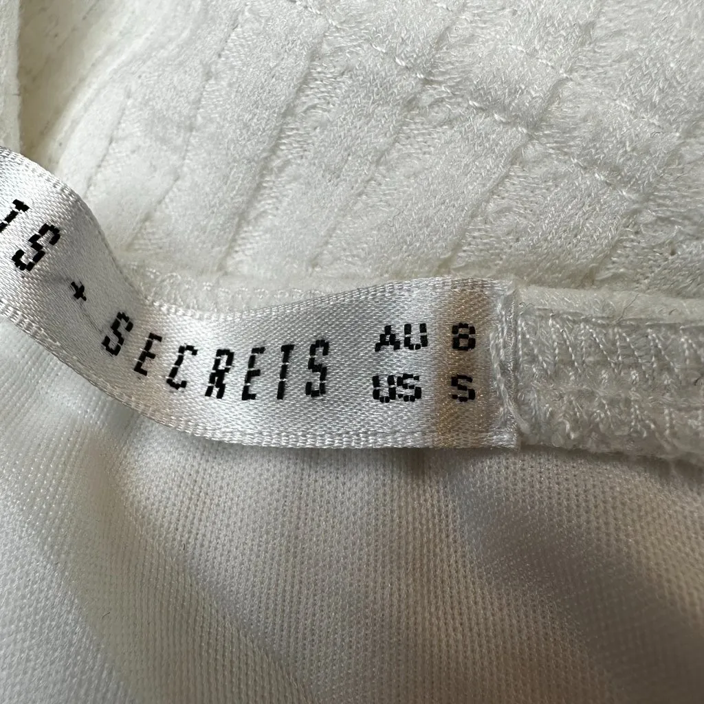 Saints + Secrets White Ribbed Knit Mini Dress Small | Graduation Bachelorette - Image 6