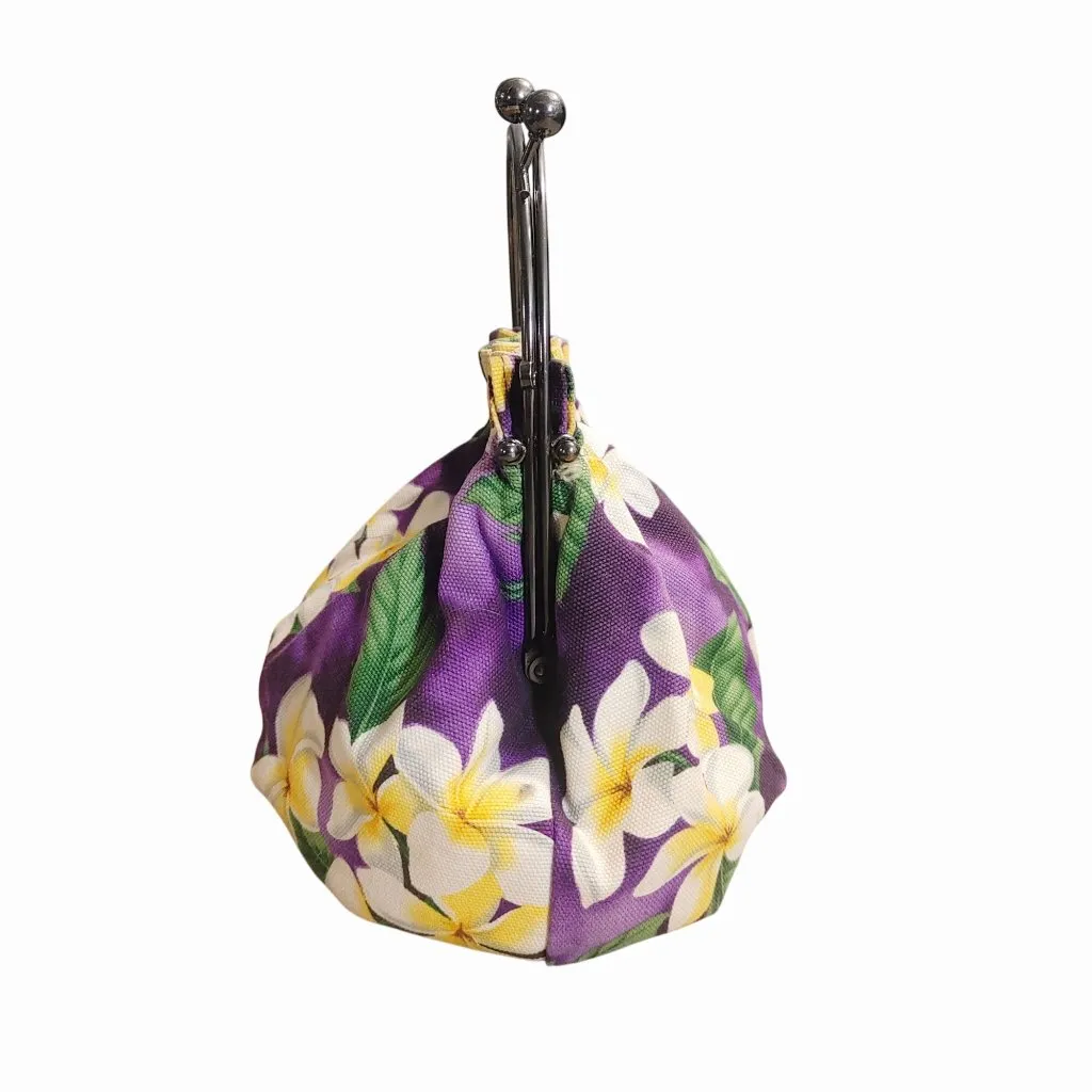 Hawaii Island Moka Wear Floral Handbag Vintage Hawaiian Plumeria Purple Yellow - Image 6
