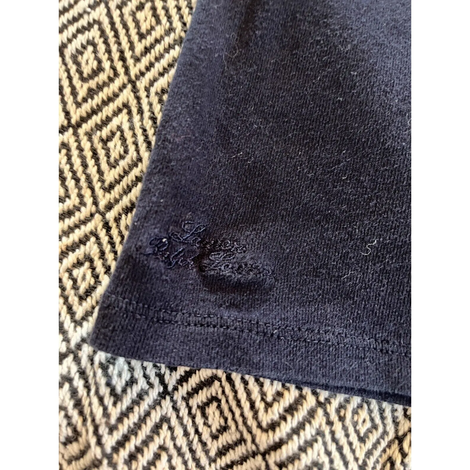 Lauren Ralph Lauren Shirt Womens Small Blue Elbow Sleeve Pullover V Neck Cotton - Image 2