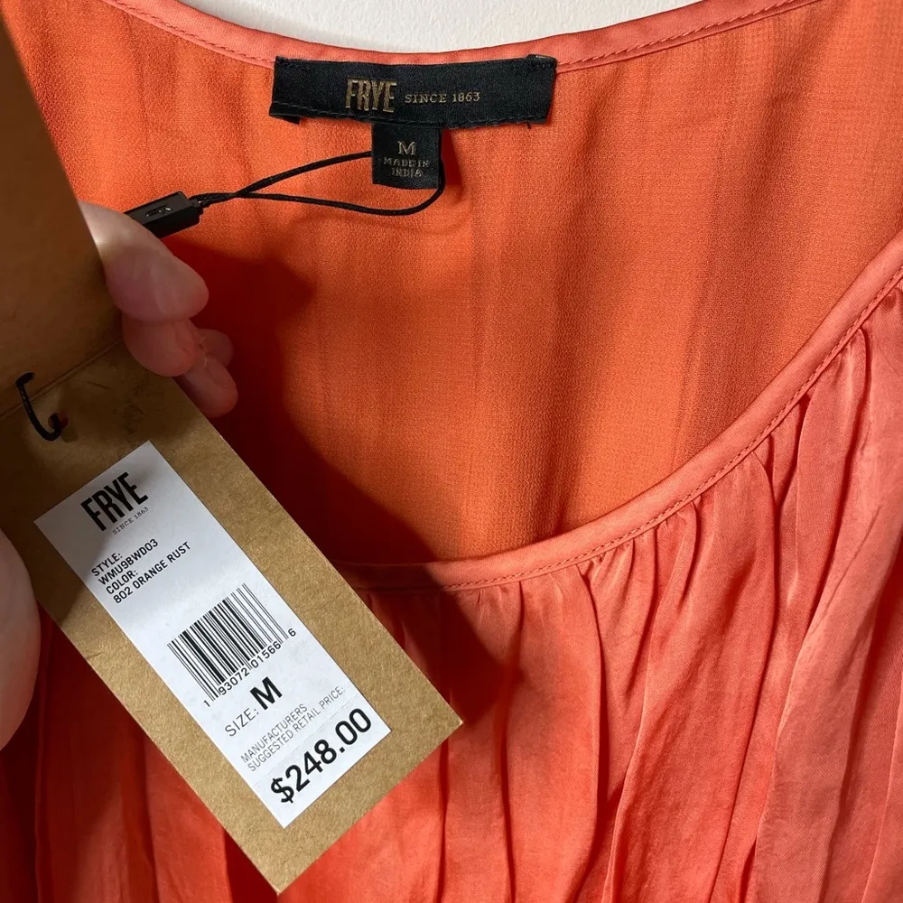 Frye x Anthropologie Orange Rust Slip Maxi Dress Medium - Image 5