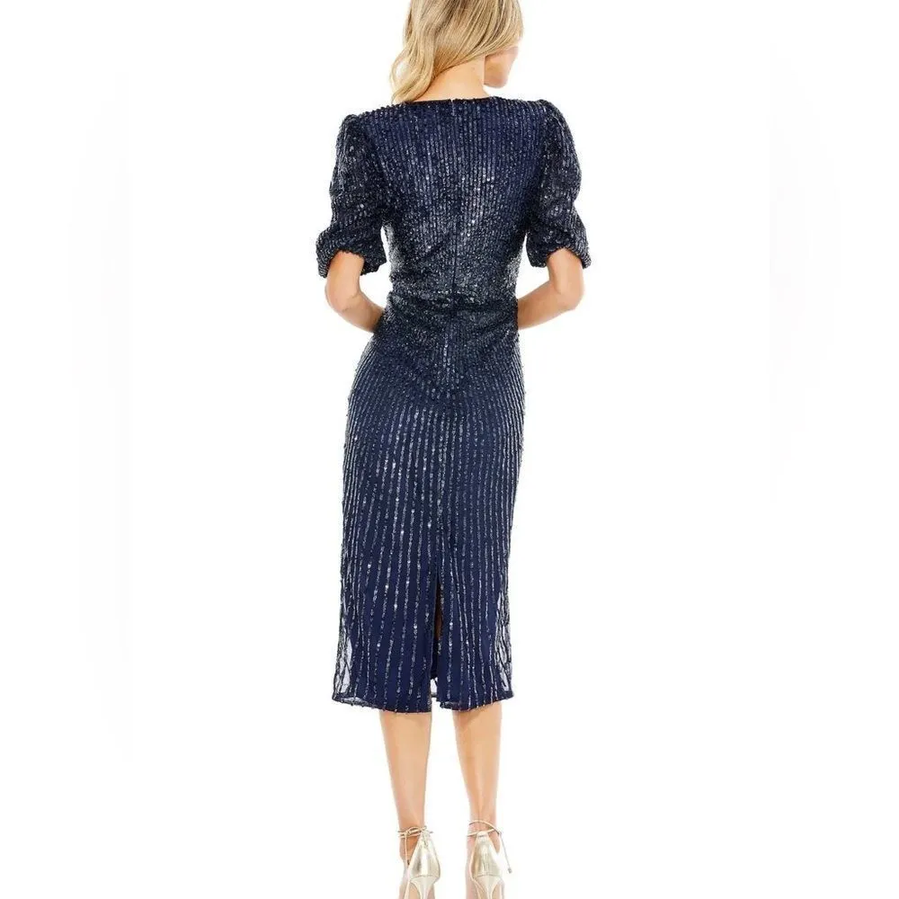 NWT‎ Mac Duggal Midnight sequin midi dress style 5578 size 8 women's - Image 4