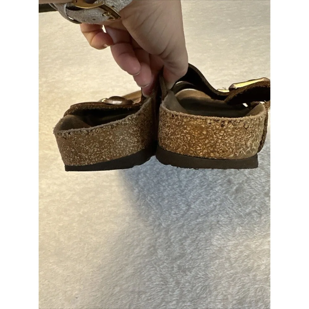 Birkenstock Arizona Sandals Gold Metallic Leather Buckle Size EU 36 US 5.5 - Image 7